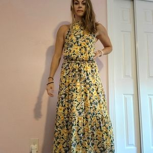 Yellow flower maxi dress